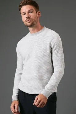synthétiquell Col Rond Texturé Gris Clair