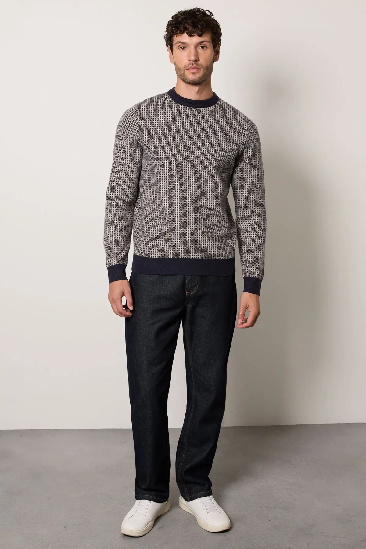 Burton synthétiquell Col Rond Tricoté Super Doux Motif Géométrique Marine<Homme Maille|Mailles