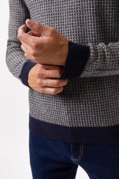 Burton synthétiquell Col Rond Tricoté Super Doux Motif Géométrique Marine<Homme Maille|Mailles