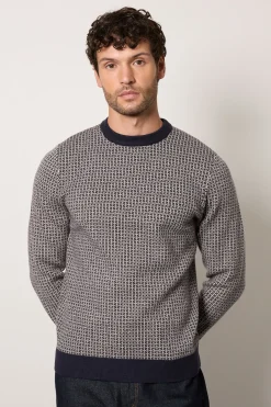 Burton synthétiquell Col Rond Tricoté Super Doux Motif Géométrique Marine<Homme Maille|Mailles