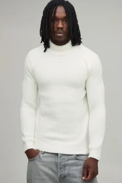 Synthétiquell Col Roulé Côtelé Coupe Ajustée Musclée Tall