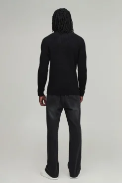 boohooMAN Synthétiquell Col Roulé Côtelé Coupe Musculaire Tall<Homme Tout Afficher|Mailles Tall