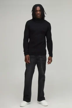 boohooMAN Synthétiquell Col Roulé Côtelé Coupe Musculaire Tall<Homme Tout Afficher|Mailles Tall