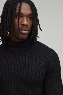 boohooMAN Synthétiquell Col Roulé Côtelé Coupe Musculaire Tall<Homme Tout Afficher|Mailles Tall