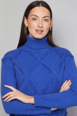 Wallis synthétiquell Col Roulé à Franges Motif Losange<Femme Pulls Et Gilets|Toutes Les Mailles
