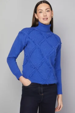 Wallis synthétiquell Col Roulé à Franges Motif Losange<Femme Pulls Et Gilets|Toutes Les Mailles