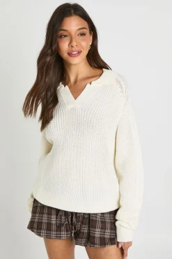 boohoo Synthétiquell Col V À Col Montant En Maille Épaisse<Femme Pulls Et Gilets|Toutes Les Mailles