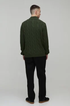 synthétiquell Col Zippé 1/4 Coupe Regular Maille Torsadée