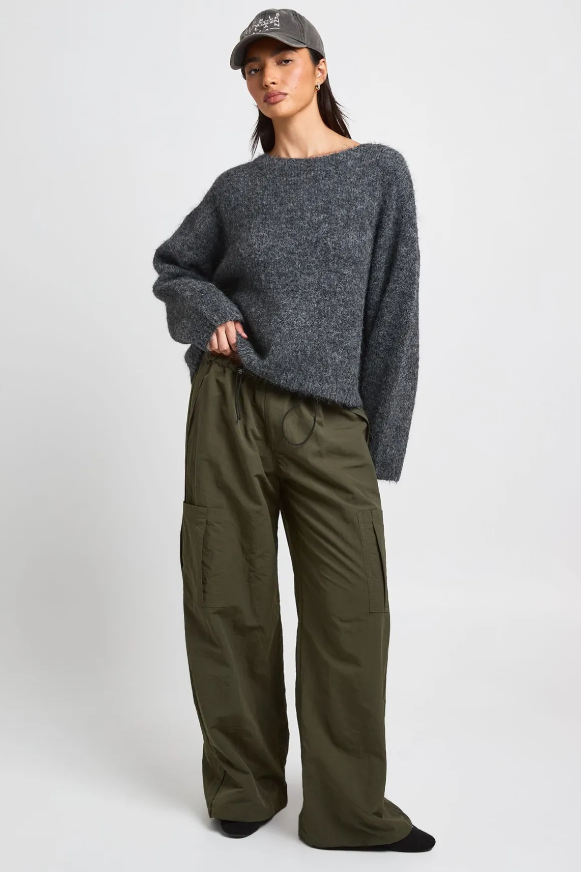 Synthétiquell Court Boxy En Maille À Encolure Bardot