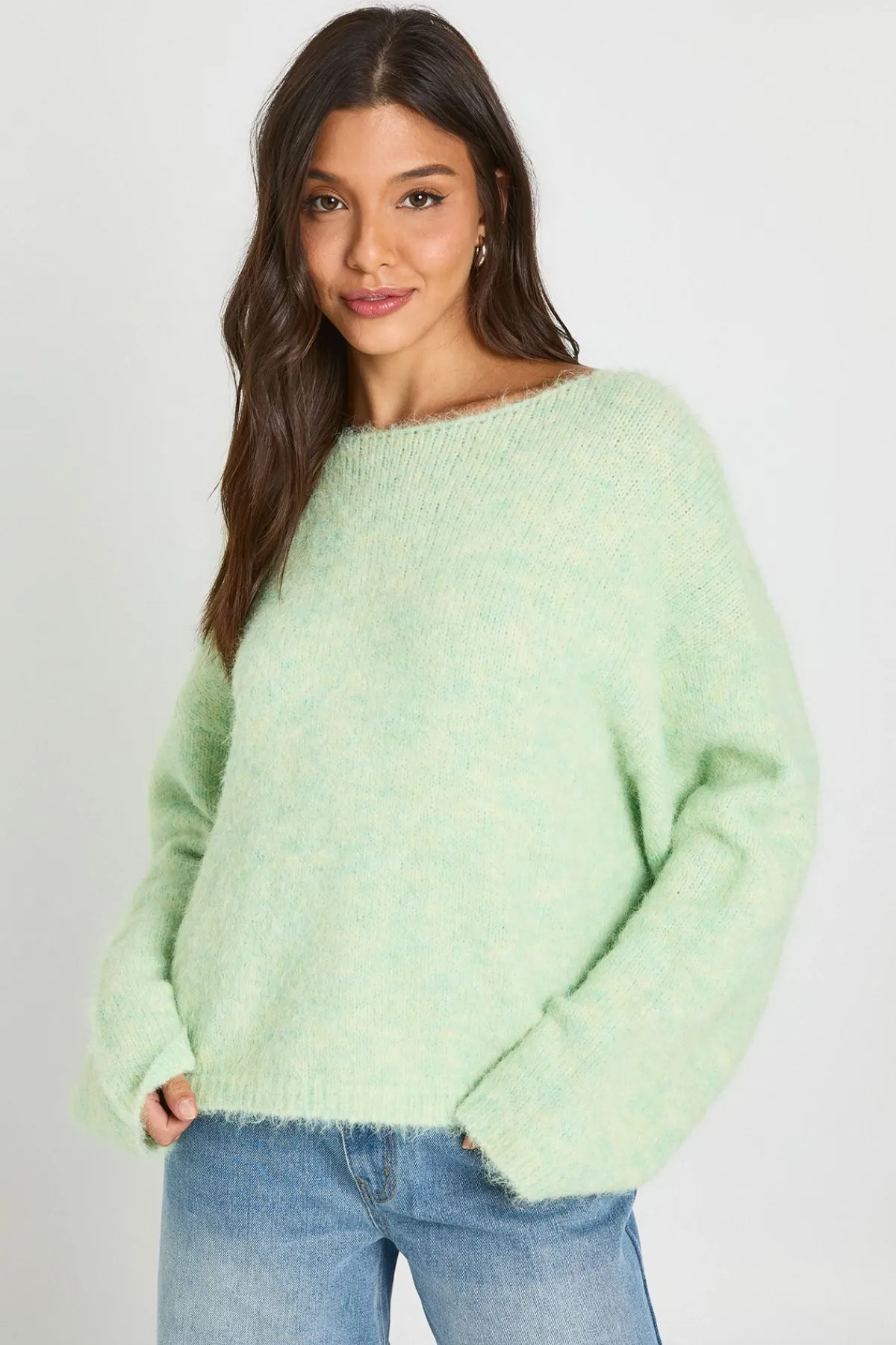 boohoo Synthétiquell Court Boxy En Maille À Encolure Bardot<Femme Pulls Et Gilets|Toutes Les Mailles