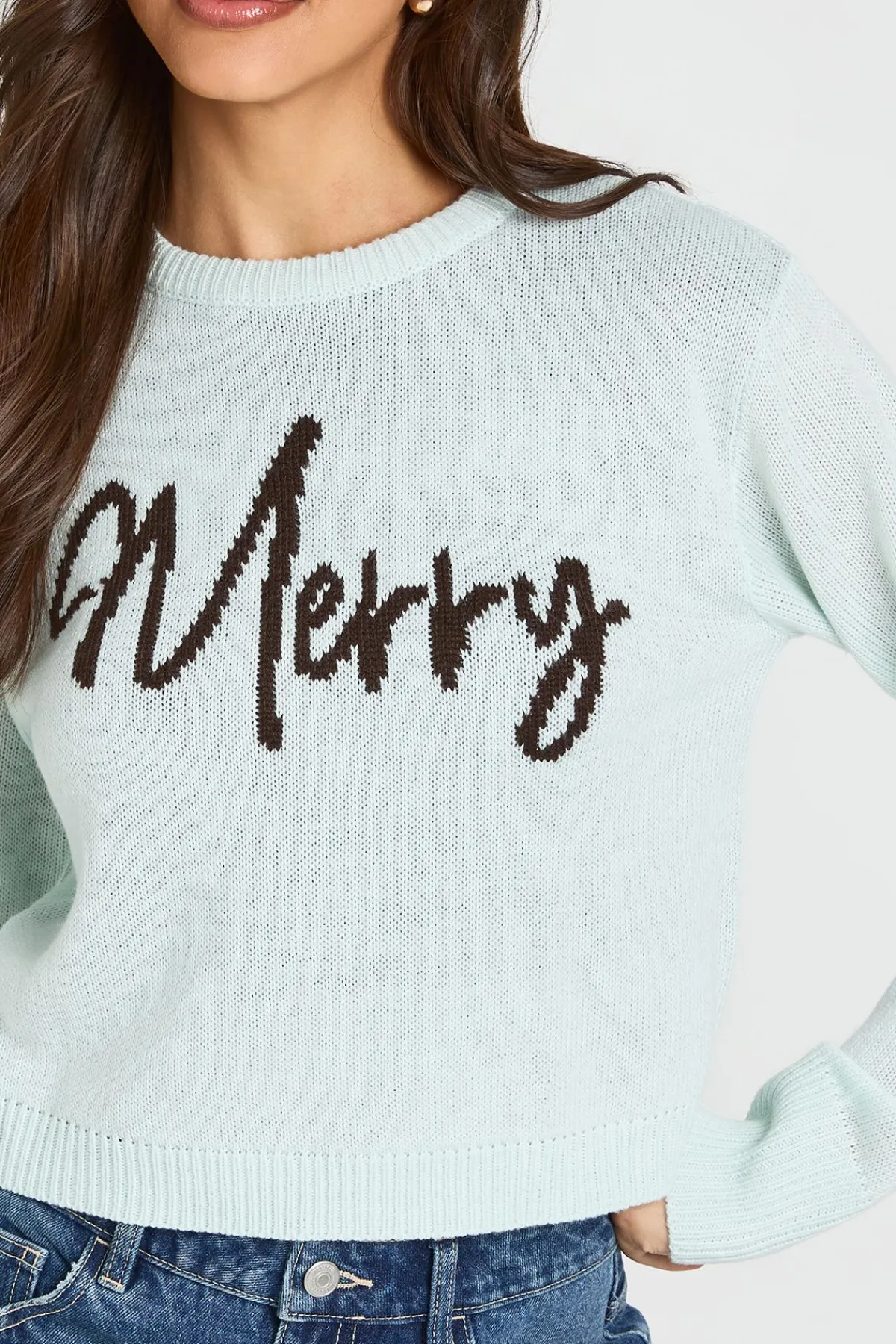 boohoo Synthétiquell De Noël Court Avec Slogan Merry<Femme Pulls Et Gilets|Toutes Les Mailles