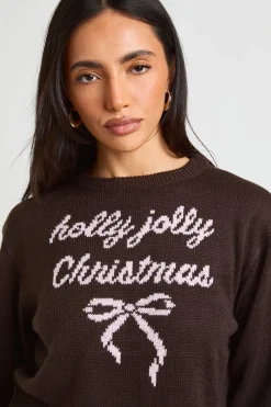 boohoo Synthétiquell De Noël Court Holly Jolly<Femme Pulls Et Gilets|Toutes Les Mailles