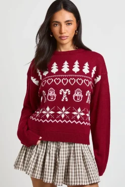 Synthétiquell De Noël Jacquard Bonhomme De Neige Et Cœurs