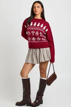 Synthétiquell De Noël Jacquard Bonhomme De Neige Et Cœurs