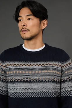 synthétiquell de Noël Marine à Motif Fairisle Placé
