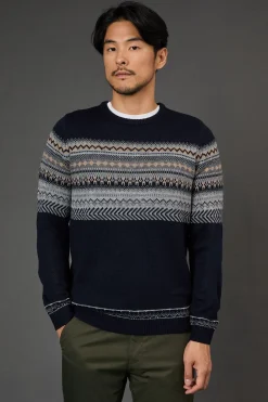 synthétiquell de Noël Marine à Motif Fairisle Placé