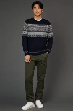 synthétiquell de Noël Marine à Motif Fairisle Placé