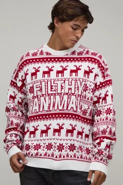 Synthétiquell De Noël Tricoté Décontracté Motif Filthy Animal
