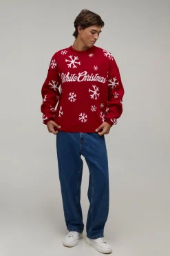 Synthétiquell De Noël Tricoté À Flocons De Neige Coupe Décontractée