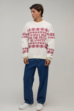 Synthétiquell De Noël Tricoté À Slogan Fantaisie Coupe Décontractée