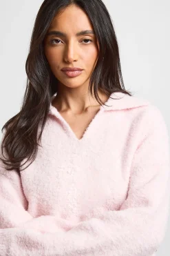 boohoo Synthétiquell En Maille Bouclée À Col Et Détail De Poche<Femme Pulls Et Gilets|Toutes Les Mailles