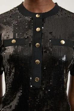 Synthétiquell En Maille À Col Orné De Sequins