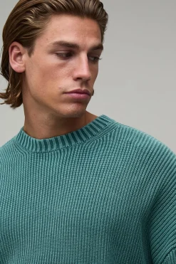 boohooMAN Synthétiquell En Maille Côtelée Délavée À L'acide Coupe Décontractée<Homme Maille|Mailles
