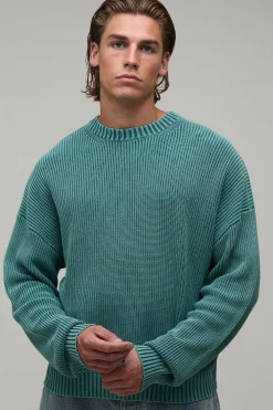 boohooMAN Synthétiquell En Maille Côtelée Délavée À L'acide Coupe Décontractée<Homme Maille|Mailles