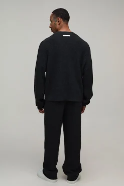 boohooMAN Synthétiquell En Maille Côtelée Ample En Mélange De Laine Coupe Décontractée<Homme Ensembles|Maille