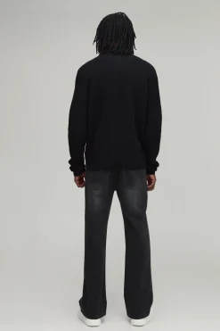 Synthétiquell En Maille Côtelée À Col Roulé Coupe Regular Pour Homme Grand