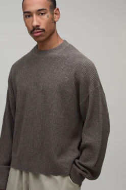 boohooMAN Synthétiquell En Maille Côtelée Ample Décontracté En Mélange De Laine<Homme Ensembles|Maille