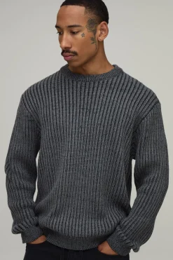 boohooMAN Synthétiquell En Maille À Côtes Contrastées Coupe Décontractée<Homme Maille|Mailles