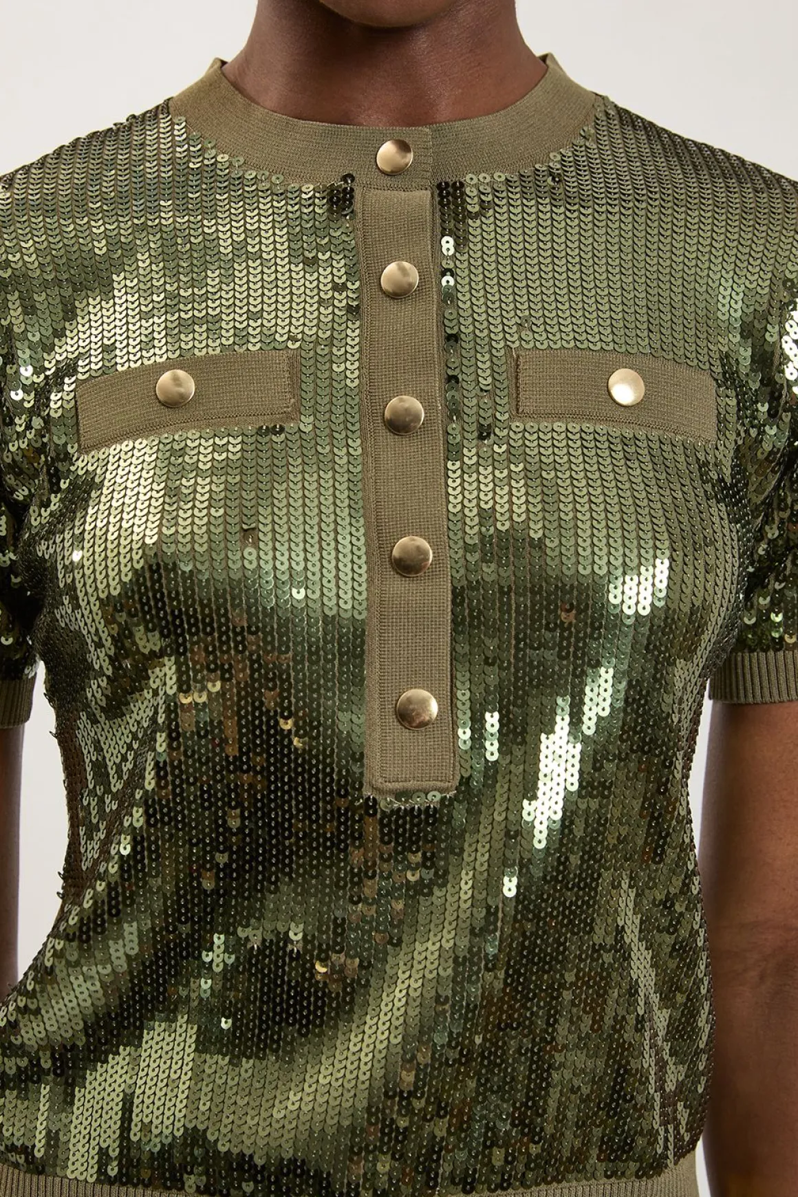 Synthétiquell En Maille À Détail Col À Sequins Petite