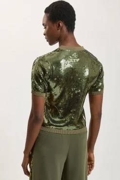 Synthétiquell En Maille À Détail Col À Sequins Petite