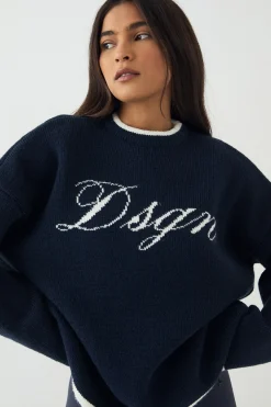 DSGN Studio synthétiquell en Maille Oversize à Script Contrastant<Femme Pulls Oversize|Pulls Et Gilets