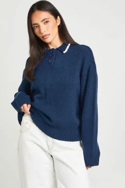 boohoo Synthétiquell En Maille Épaisse À Col Contrasté<Femme Pulls Et Gilets|Toutes Les Mailles