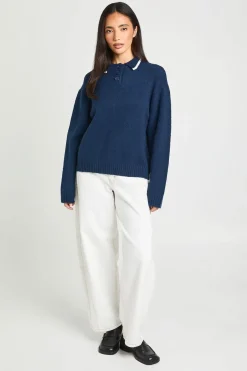 boohoo Synthétiquell En Maille Épaisse À Col Contrasté<Femme Pulls Et Gilets|Toutes Les Mailles