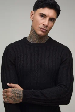 boohooMAN Synthétiquell En Maille Torsadée Ajusté Muscle Tall<Homme Tout Afficher|Mailles Tall