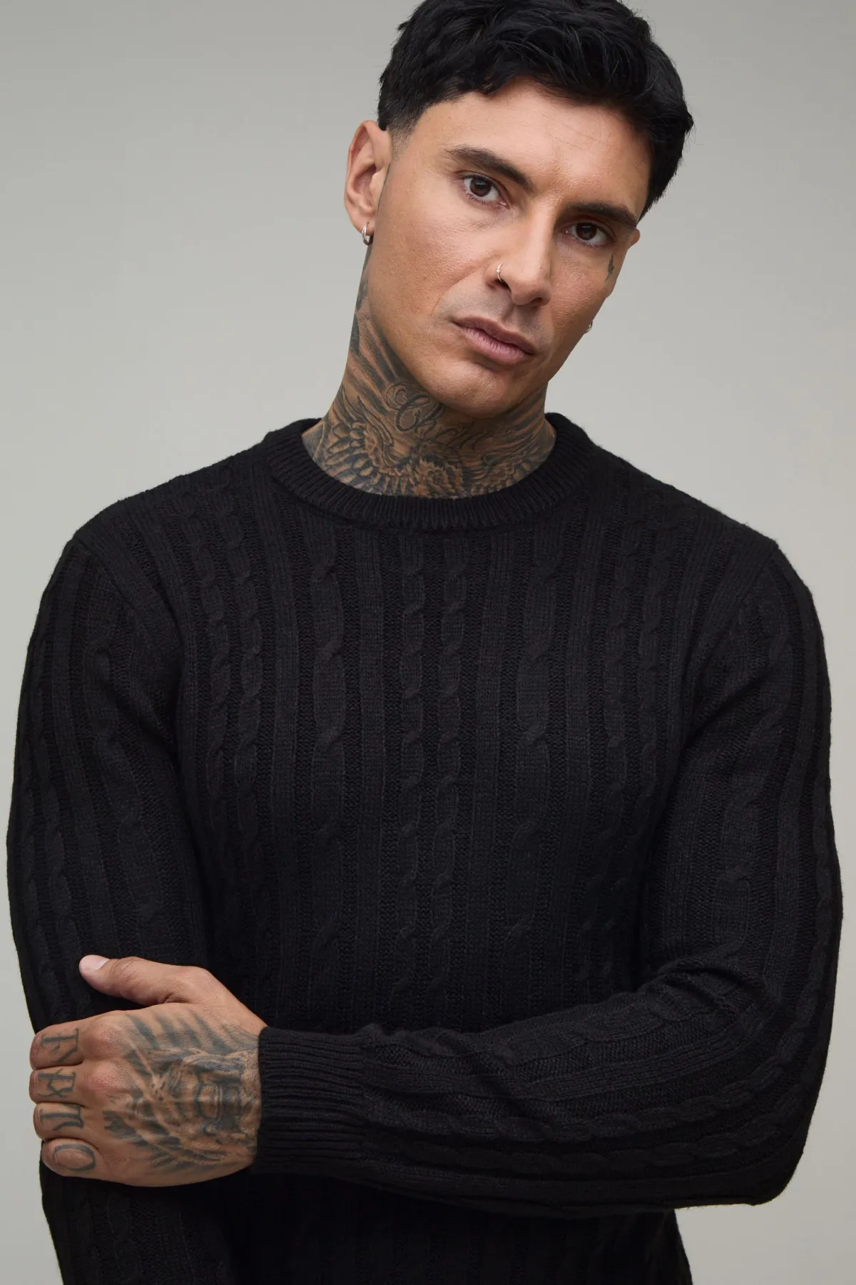 boohooMAN Synthétiquell En Maille Torsadée Ajusté Muscle Tall<Homme Tout Afficher|Mailles Tall