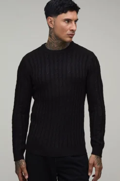 boohooMAN Synthétiquell En Maille Torsadée Ajusté Muscle Tall<Homme Tout Afficher|Mailles Tall