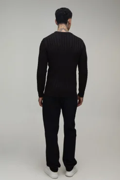 boohooMAN Synthétiquell En Maille Torsadée Ajusté Muscle Tall<Homme Tout Afficher|Mailles Tall