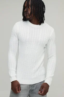 Synthétiquell En Maille Torsadée Ajusté Muscle Pour Homme Grand