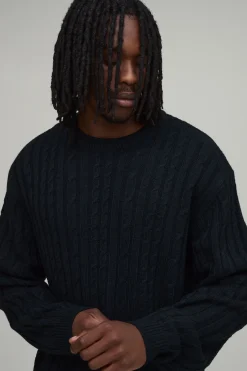 boohooMAN Synthétiquell En Maille Torsadée Coupe Ample Décontractée Pour Homme Grand<Homme Tout Afficher|Mailles Tall