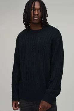 boohooMAN Synthétiquell En Maille Torsadée Coupe Ample Décontractée Pour Homme Grand<Homme Tout Afficher|Mailles Tall