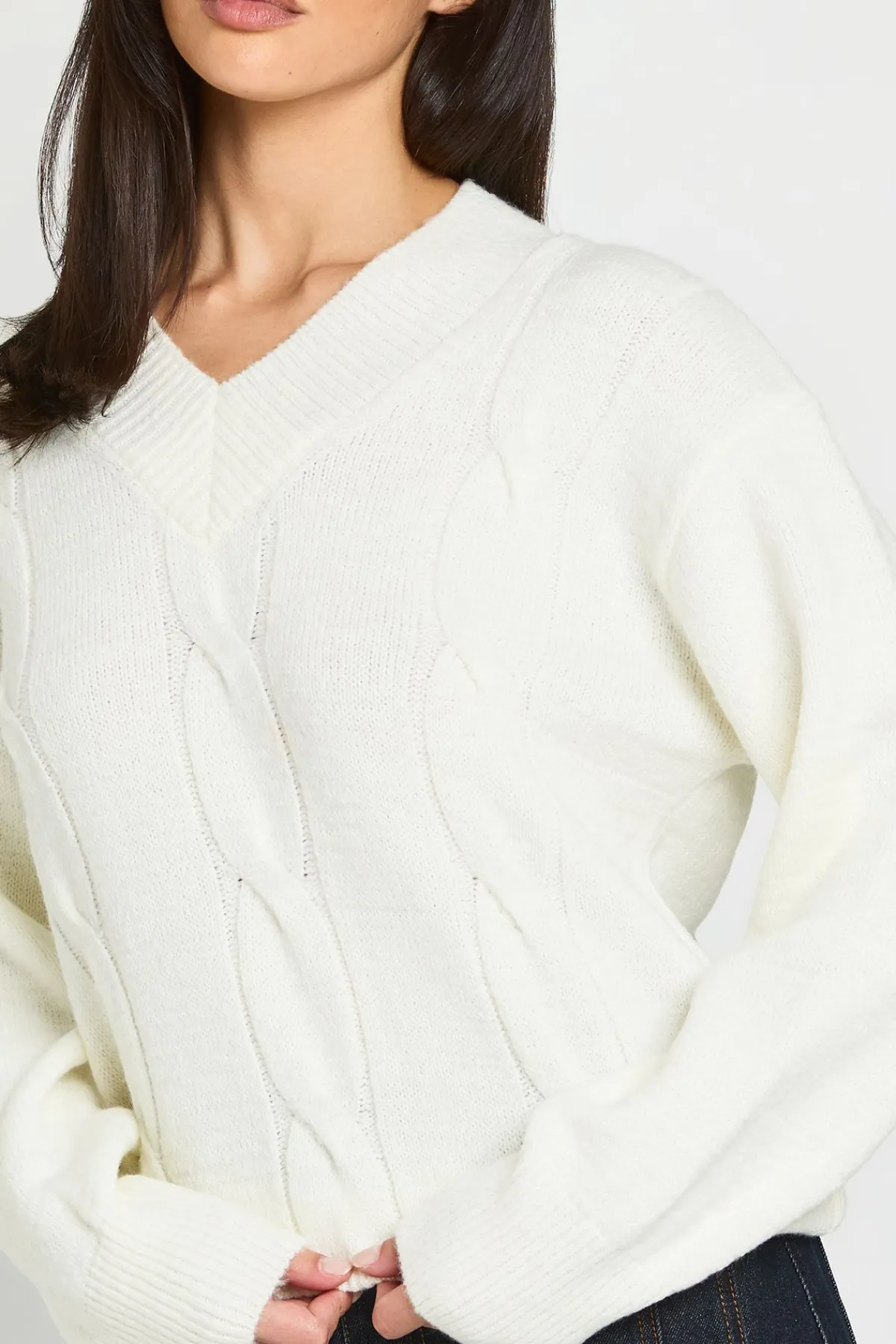 boohoo Synthétiquell En Maille Torsadée Douce Col V<Femme Pulls Et Gilets|Toutes Les Mailles