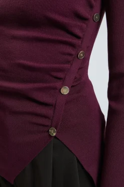 KarenMillen Synthétiquell En Maille Viscose À Fermeture Asymétrique<Femme Pulls Et Gilets|Toutes Les Mailles