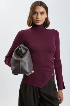 KarenMillen Synthétiquell En Maille Viscose À Fermeture Asymétrique<Femme Pulls Et Gilets|Toutes Les Mailles