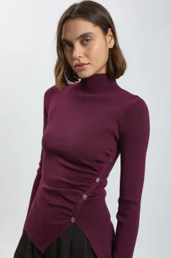 KarenMillen Synthétiquell En Maille Viscose À Fermeture Asymétrique<Femme Pulls Et Gilets|Toutes Les Mailles