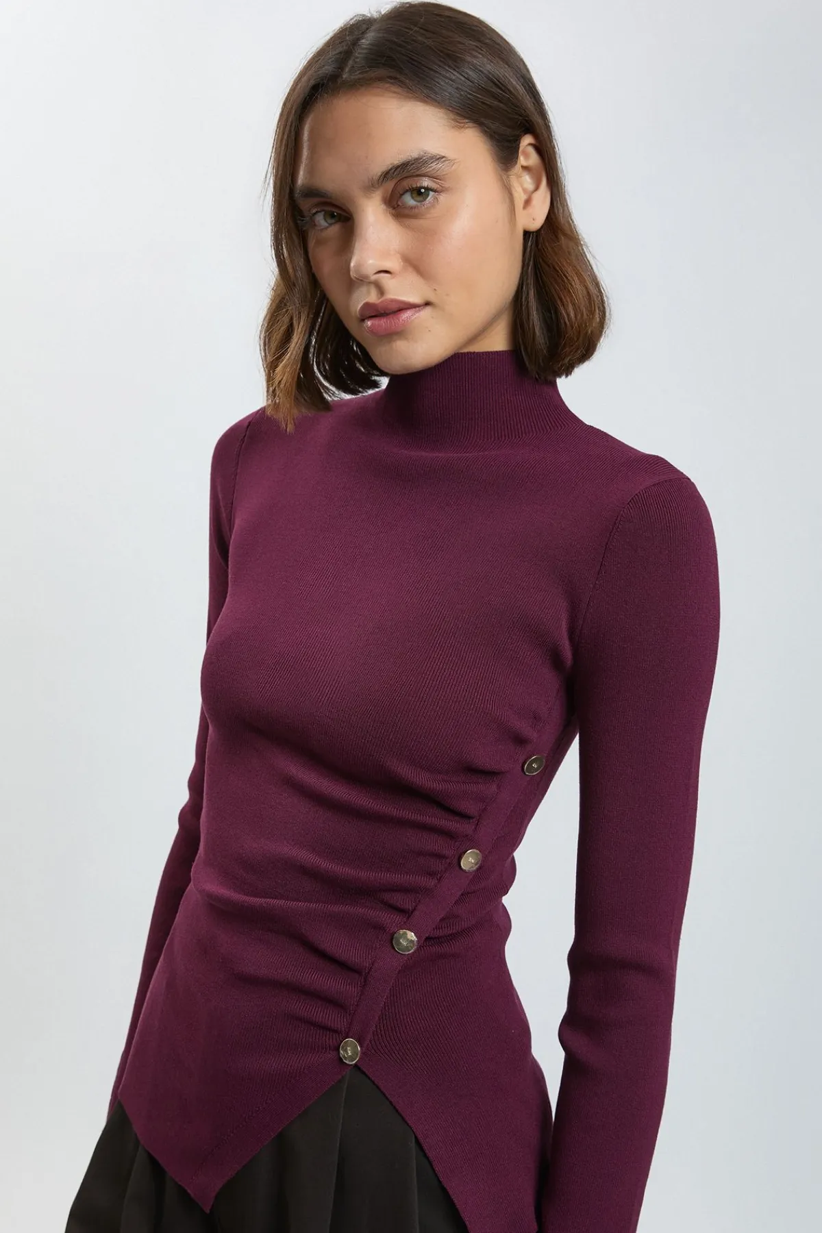 KarenMillen Synthétiquell En Maille Viscose À Fermeture Asymétrique<Femme Pulls Et Gilets|Toutes Les Mailles