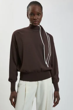 KarenMillen Synthétiquell En Viscose Tricotée Avec Cravate Au Col<Femme Pulls Et Gilets|Toutes Les Mailles